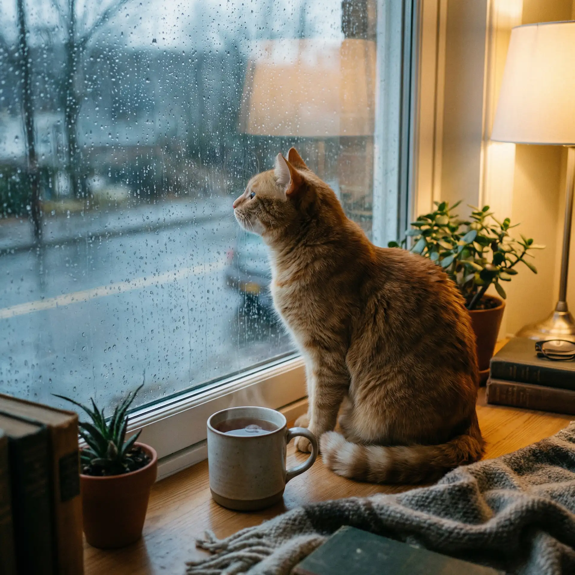 猫咪望着窗外的雨 - 野花韩国高清视频